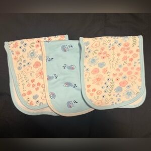 Gerber Floral and Blue Baby Burp Cloth Set of 3